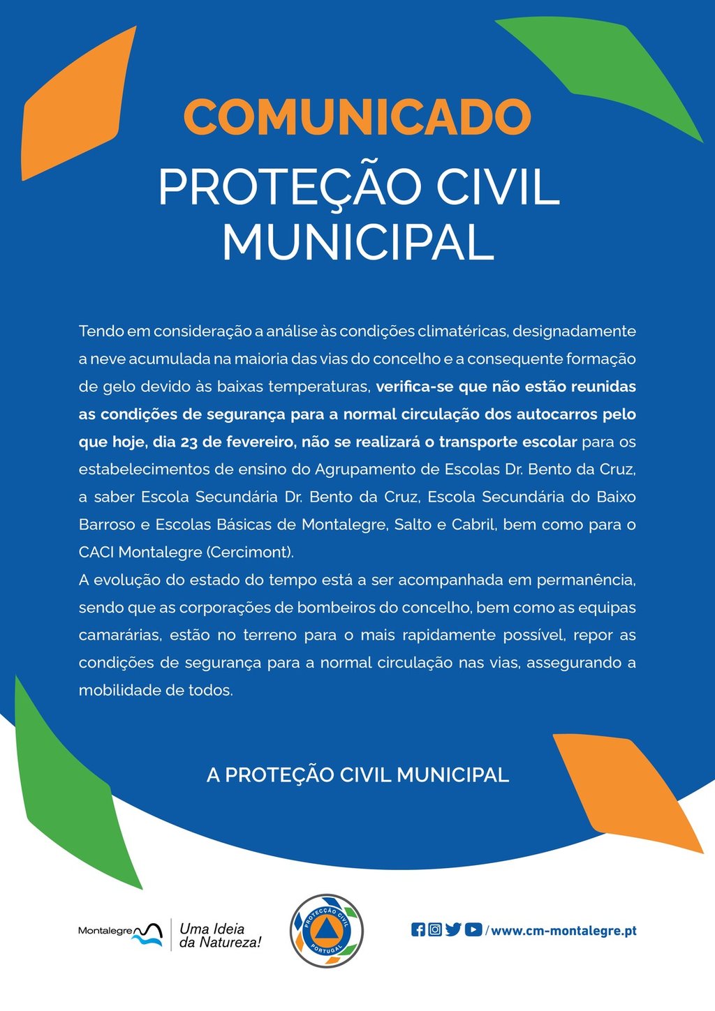 Proteção Civil Municipal | Comunicado (23.02.2024)